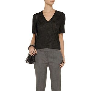 Black Croc-Print Slit-Back T-Shirt